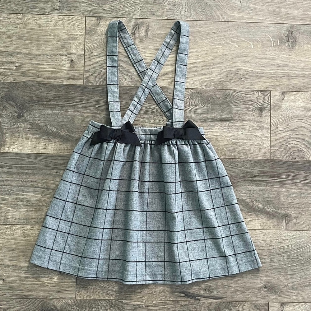 Minoti Gray Little Checked Suspender Skirt